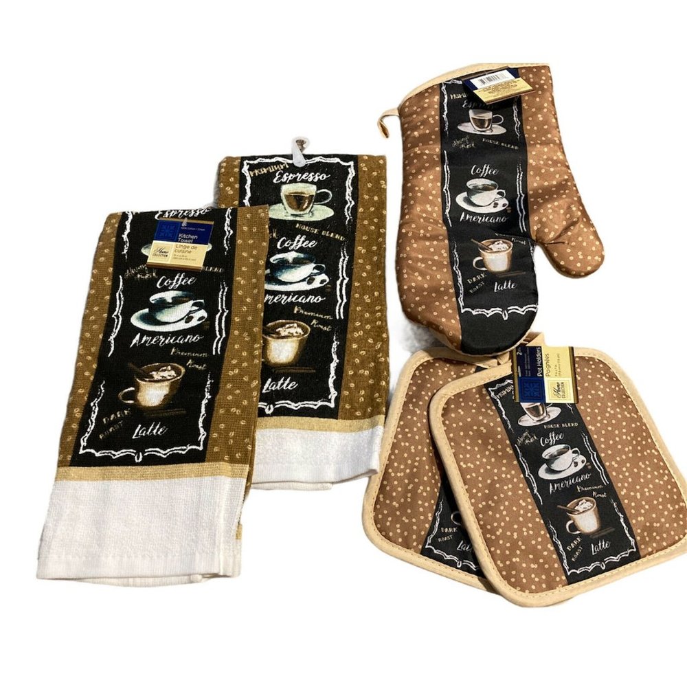 Coffee Kitchen Stove Dish Cloth Set